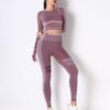 Seamless Long-Sleeve Yoga Set – Crop Top & High-Waist Leggings