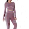 Seamless Long-Sleeve Yoga Set – Crop Top & High-Waist Leggings