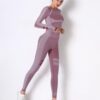 Seamless Long-Sleeve Yoga Set – Crop Top & High-Waist Leggings