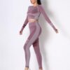 Seamless Long-Sleeve Yoga Set – Crop Top & High-Waist Leggings