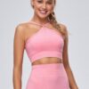 Halter Sports Crop Top – Seamless Nylon-Spandex