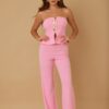 Scrunched Golden Stone Strapless Two-Piece Set