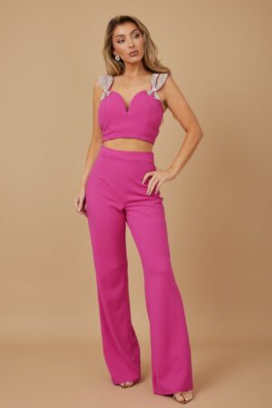 Jewel Beaded Ribbon Bow Two-Piece Set