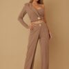 Asymmetric Half-Sleeve Two-Piece Set – Stretch Blend