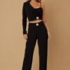 Asymmetrical Half-Sleeve Two-Piece Set