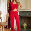 Asymmetric Half-Sleeve Two-Piece Set – Stretch Blend