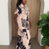 Noir Bloom Silky Pants Set – Blush & Black Floral
