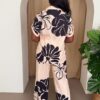 Noir Bloom Silky Pants Set – Blush & Black Floral