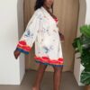 Crane Key Kimono – Red & Blue Crane & Key Motif