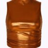 Metallic Mock-Neck Crop Top – Sleek Sleeveless Shine