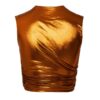 Metallic Mock-Neck Crop Top – Sleek Sleeveless Shine