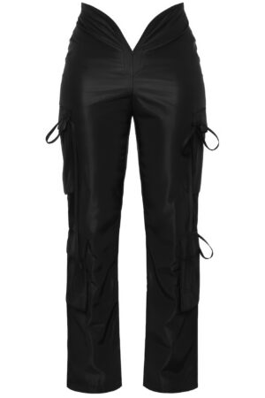 V-Cut Cargo Pants with Drawstring Waist – Wide Leg