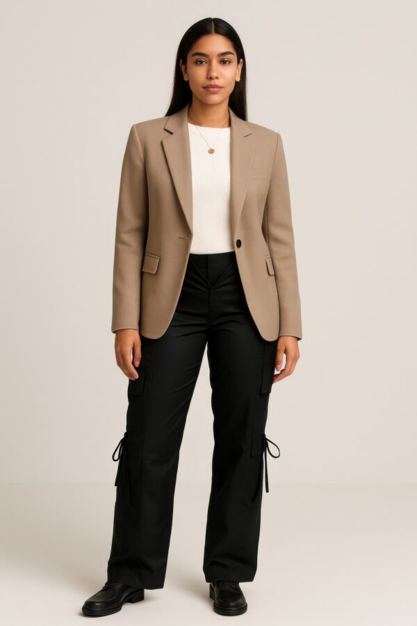 V-Cut Cargo Pants with Drawstring Waist – Wide Leg