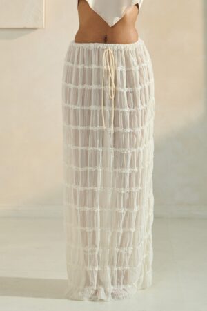 Sky Breeze Sheer Maxi Skirt – Horizontal Ruffle