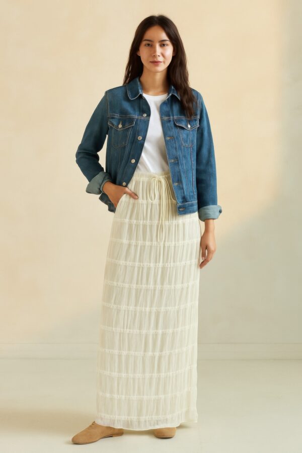 Sky Breeze Sheer Maxi Skirt – Horizontal Ruffle