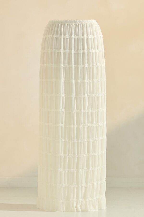 Sky Breeze Sheer Maxi Skirt – Horizontal Ruffle