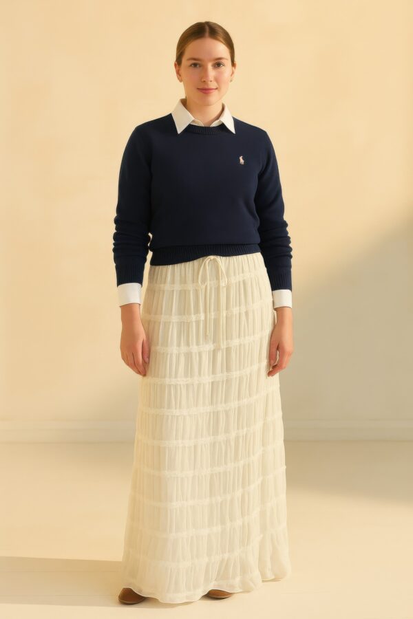 Sky Breeze Sheer Maxi Skirt – Horizontal Ruffle