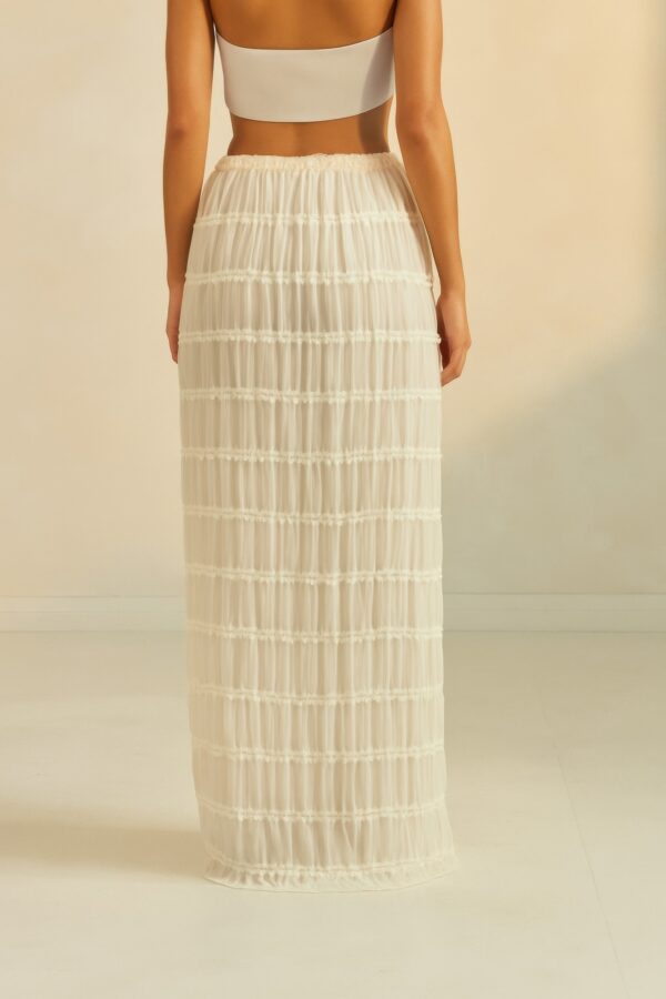 Sky Breeze Sheer Maxi Skirt – Horizontal Ruffle