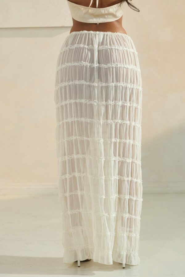 Sky Breeze Sheer Maxi Skirt – Horizontal Ruffle