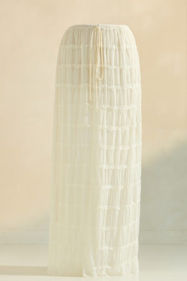 Sky Breeze Sheer Maxi Skirt – Horizontal Ruffle