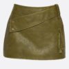 Faux Leather Strap Mini Skirt – Cross-Strap Detail