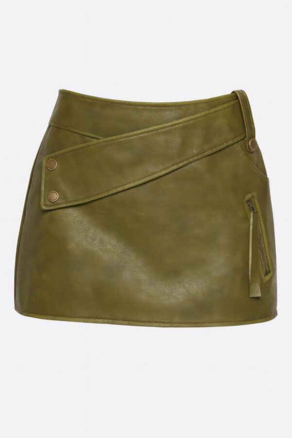 Faux Leather Strap Mini Skirt – Cross-Strap Detail