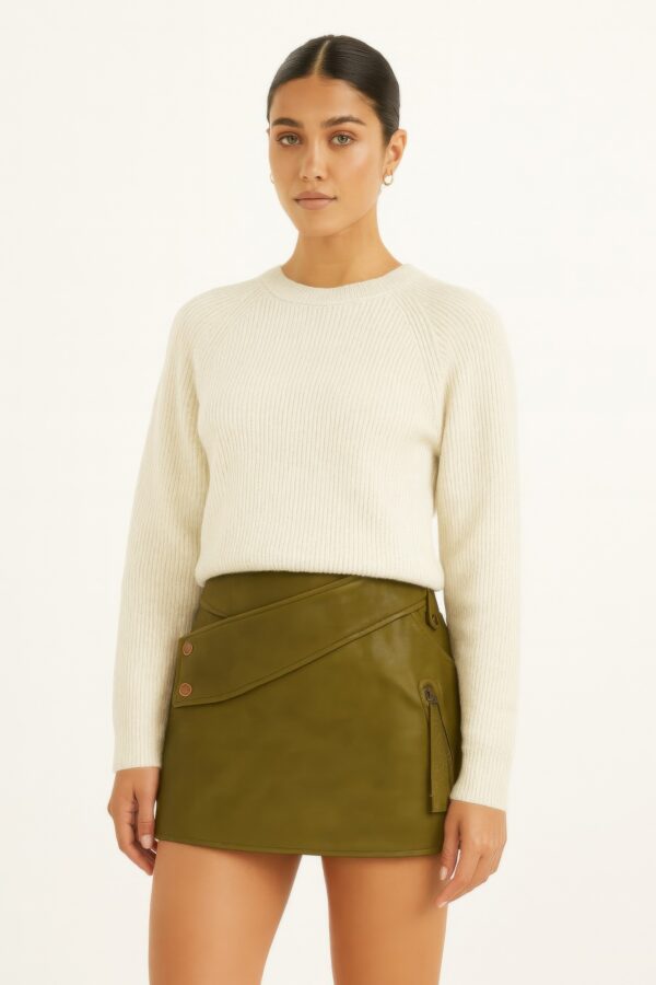 Faux Leather Strap Mini Skirt – Cross-Strap Detail