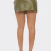 Faux Leather Strap Mini Skirt – Cross-Strap Detail