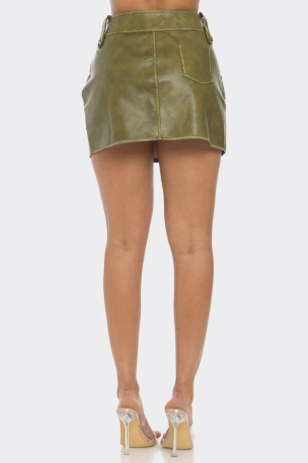 Faux Leather Strap Mini Skirt – Cross-Strap Detail