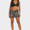 Mid-Waist Mini Skirt with Eyelet & Zipper Detail