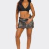 Mid-Waist Mini Skirt with Eyelet & Zipper Detail