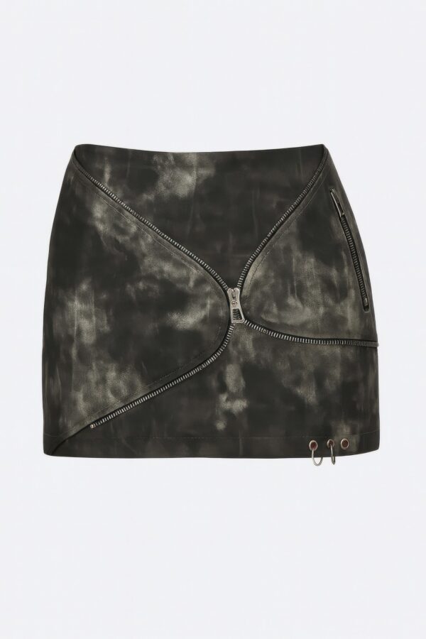 Mid-Waist Mini Skirt with Eyelet & Zipper Detail