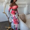 Magazine-Print Mesh Set – Vibrant Reds, Pinks & Blues