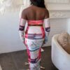 Magazine-Print Mesh Set – Vibrant Reds, Pinks & Blues