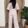 Cherry Pop Tie-Front Wide-Leg Set in White Cherry Print