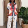 Crane & Nautical Print Shirt-Pant Set – Ivory Multi