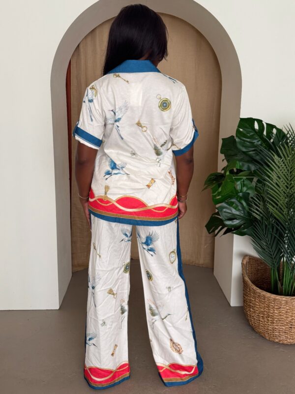 Crane & Nautical Print Shirt-Pant Set – Ivory Multi