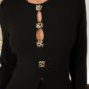 Long-Slit Jumpsuit with Animal-Print Button Accents