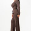 Ribbed Square-Neck Bodysuit & Wide-Leg Pants Set