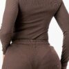Ribbed Square-Neck Bodysuit & Wide-Leg Pants Set