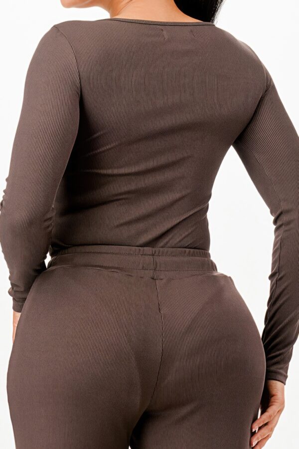 Ribbed Square-Neck Bodysuit & Wide-Leg Pants Set