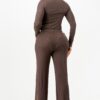 Ribbed Square-Neck Bodysuit & Wide-Leg Pants Set