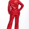 Sequin Collared Two-Piece Set with Contrast Trim