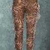 Slim High-Rise Leopard Marble Ruffle Pants