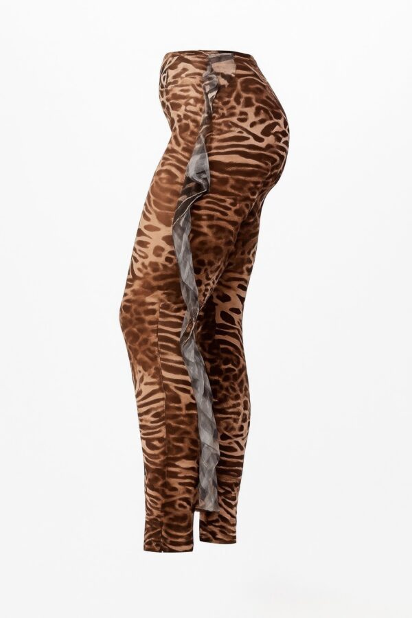 Slim High-Rise Leopard Marble Ruffle Pants