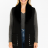 Wool-Blend Sleeveless Vest with Black Faux Fur Collar