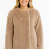 Faux Shearling Jacket with Diamond Texture – Ivory