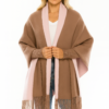 Colorblock Fringe Open Wrap – Teal & Charcoal
