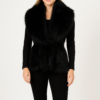 Sleeveless Black Faux Fur Vest with Cinched Waist