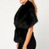 Sleeveless Black Faux Fur Vest with Cinched Waist